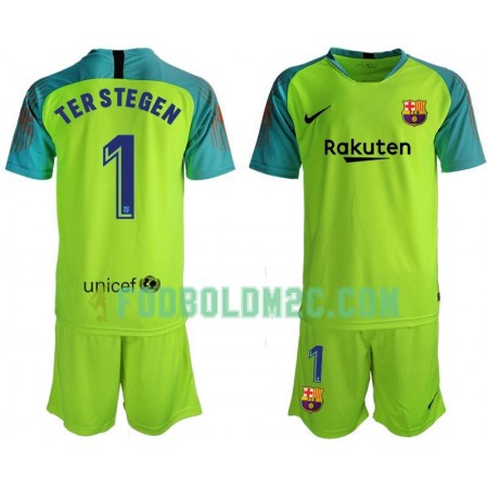 FC Barcelona TER STEGEN 1 Målmand Børn Hjemmebanesæt 2019/20 Kortærmet (+ Korte bukser)